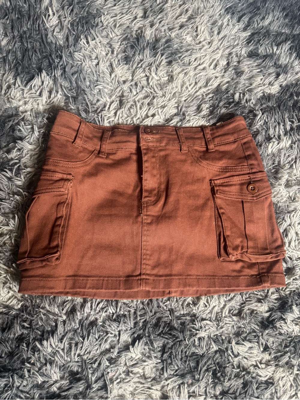Brown Cargo Pocket Mini Skirt